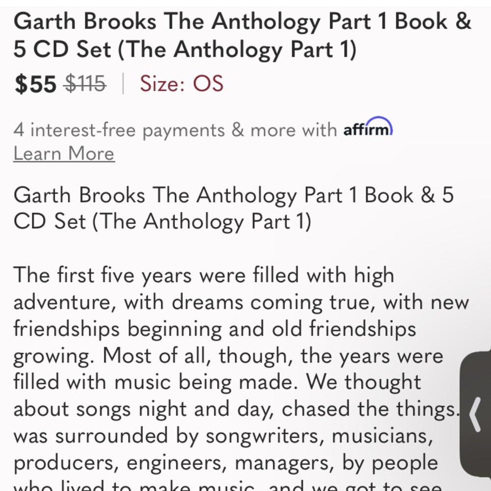 Garth Brooks The Anthology Part 1 Book & 5 CD Set (The Anthology Part 1) - Picture 6 of 10